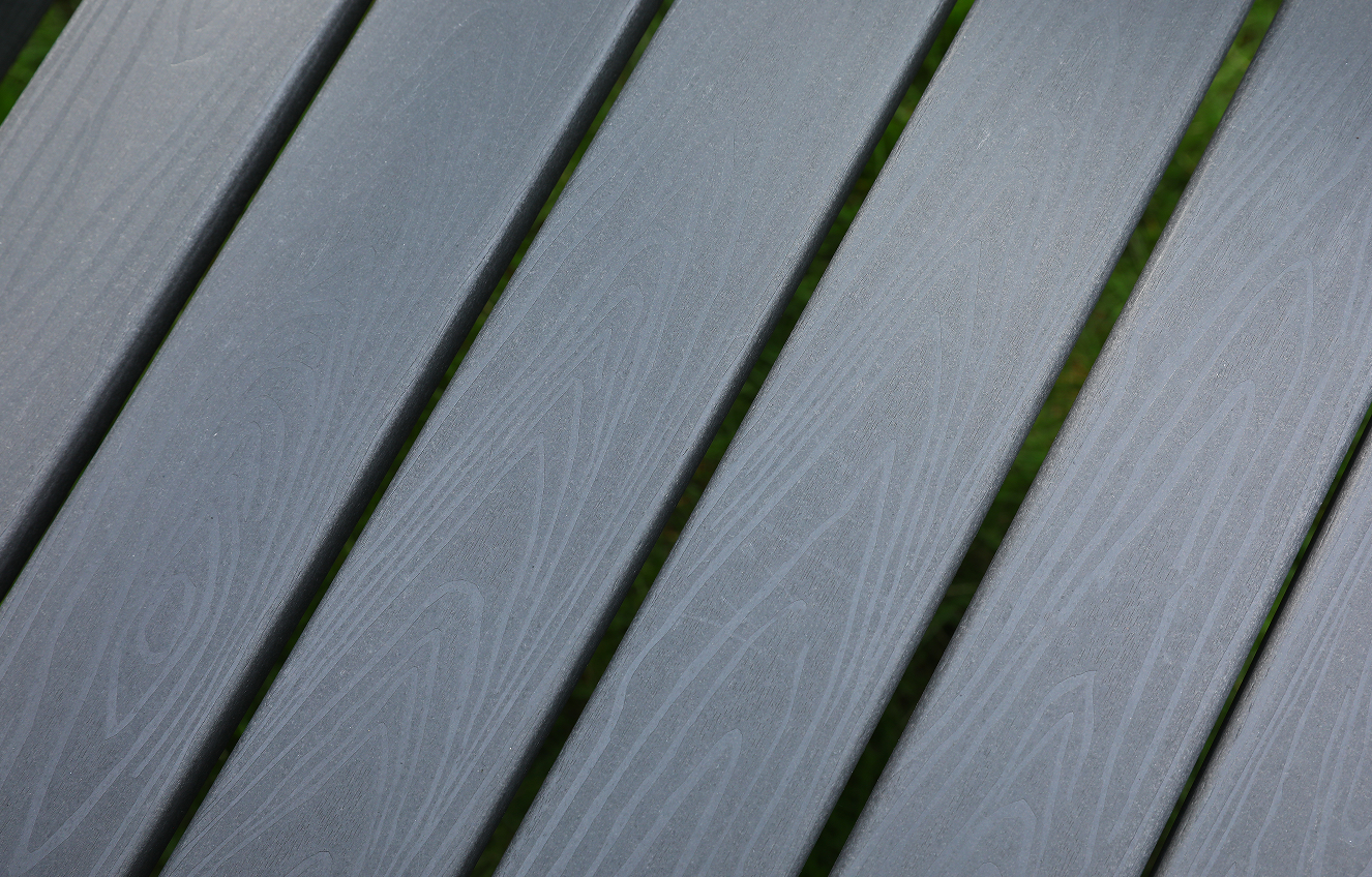 Grijze HDPE 4-delige vierkante eetset met verticale rugleuning