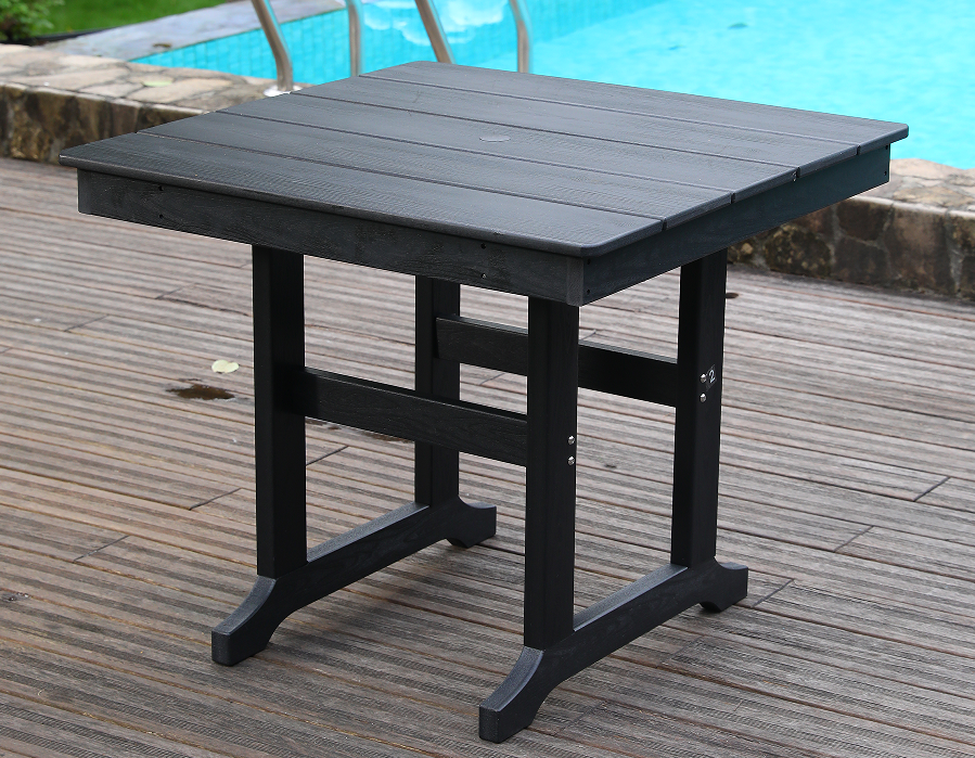 Weerbestendige zwarte HDPE vierkante tafel