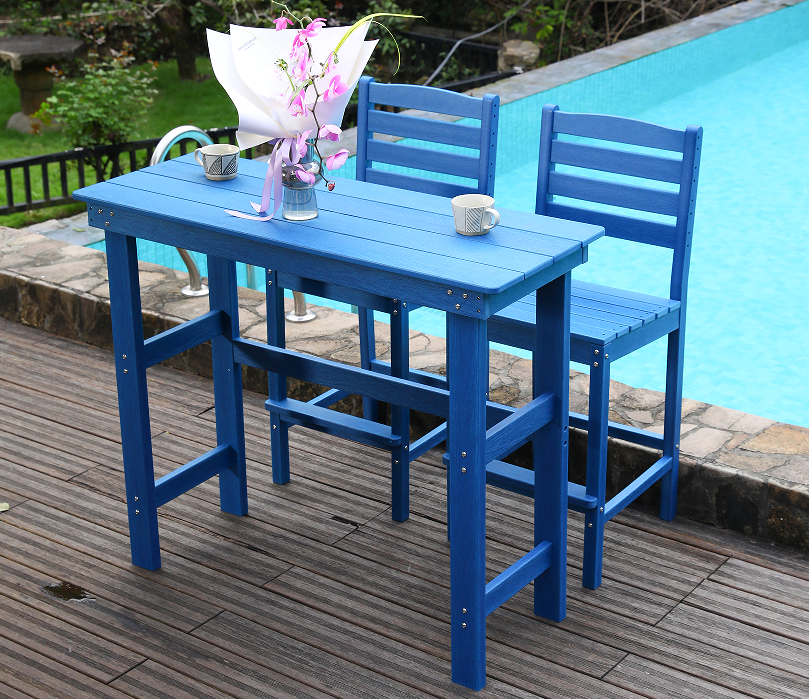 Levendige blauwe sociale HDPE bar-eetset