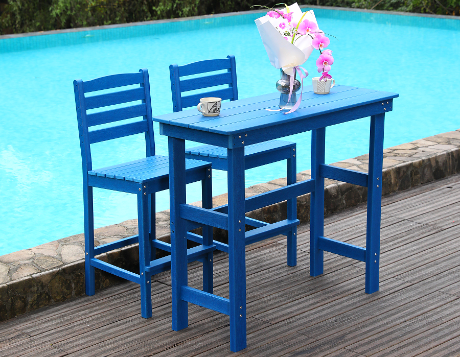 Levendige blauwe sociale HDPE bar-eetset