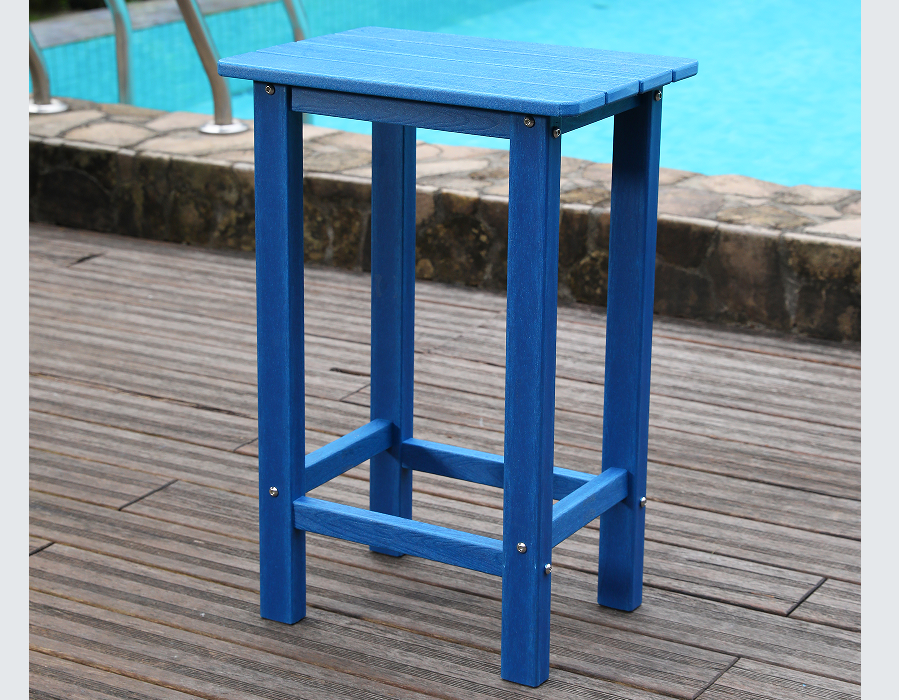 Kustblauwe HDPE eetset met hoge bar