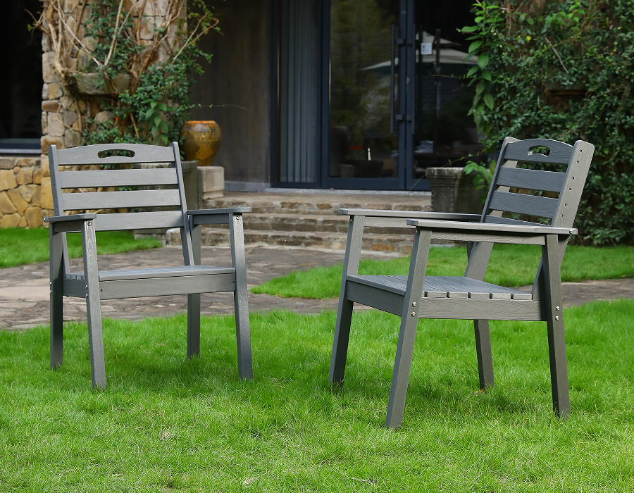 Antracietgrijze 2-pack klassieke X-Back HDPE Adirondack-stoel