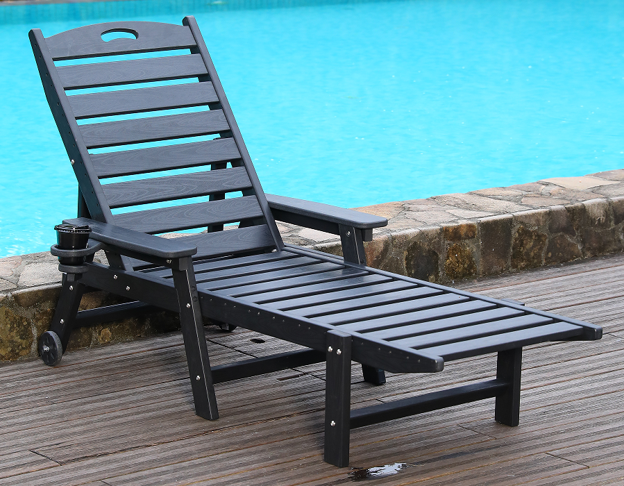 Middernachtzwarte Adirondack-loungestoel met handgreep van HDPE