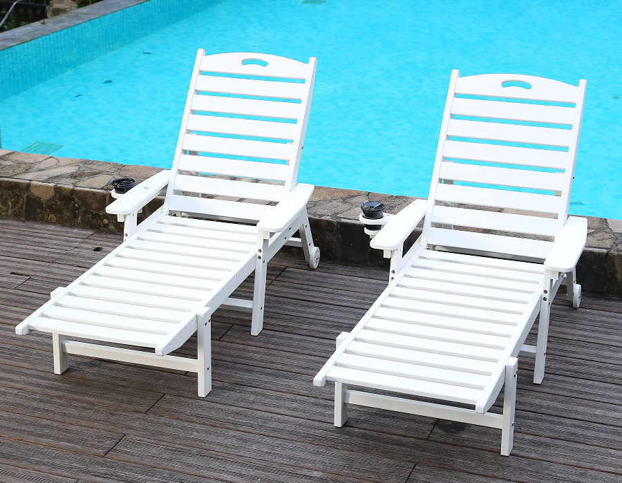 Zuiver witte 2-pack HDPE minimalistische Adirondack loungeset