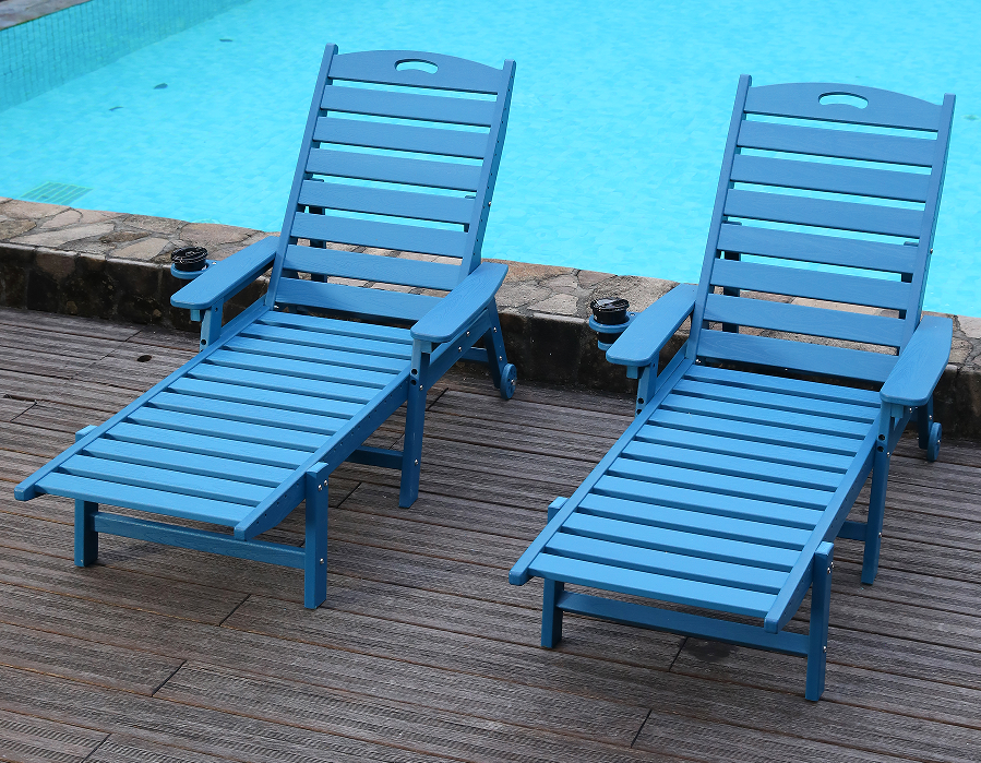 Serene Ocean Blue 2-pack HDPE verstelbare Adirondack-set