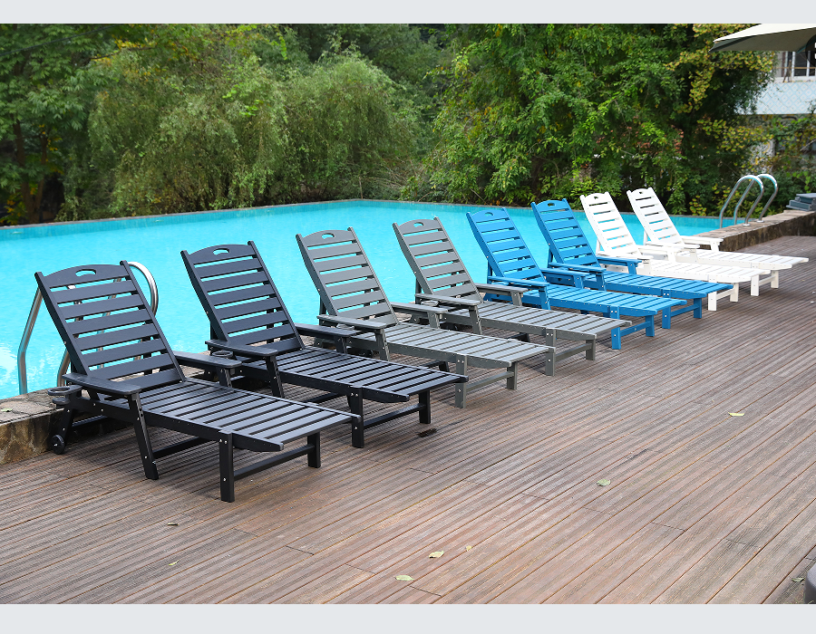 Middernachtzwarte Adirondack-loungestoel met handgreep van HDPE