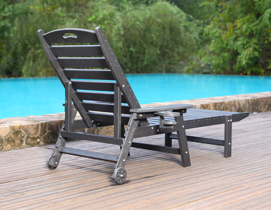 Middernachtzwarte Adirondack-loungestoel met handgreep van HDPE