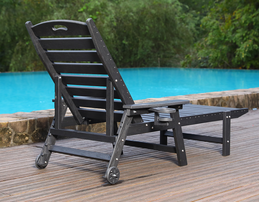 Middernachtzwarte Adirondack-loungestoel met handgreep van HDPE