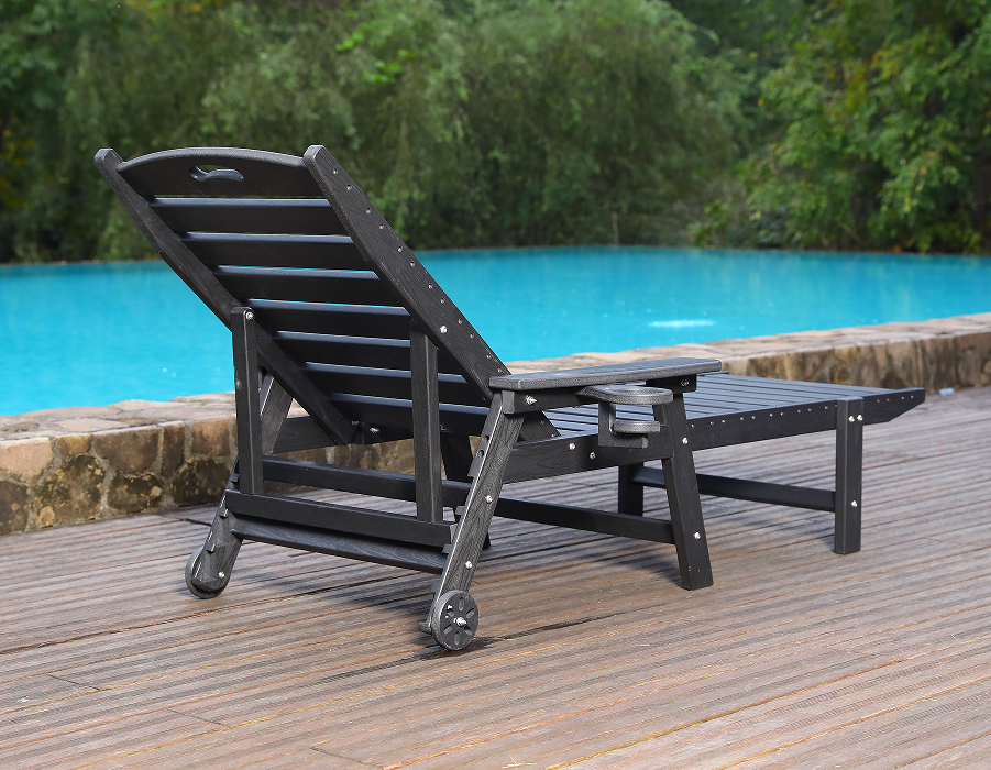 Middernachtzwarte Adirondack-loungestoel met handgreep van HDPE