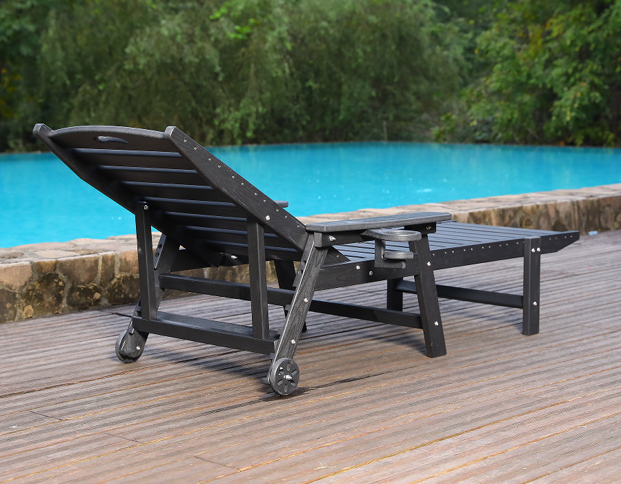 Middernachtzwarte Adirondack-loungestoel met handgreep van HDPE