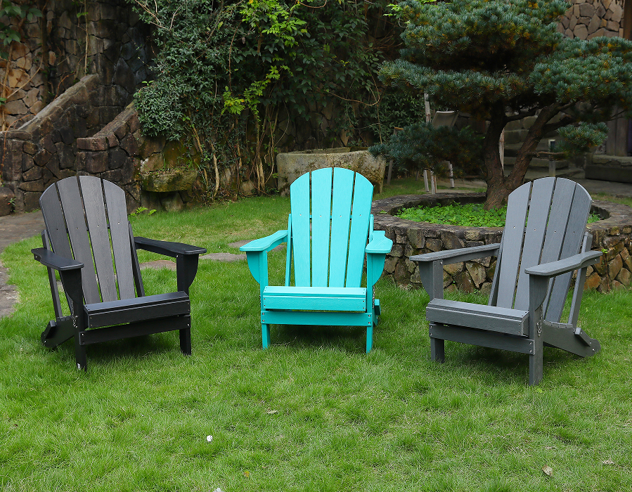 Zwarte All-Weather HDPE Adirondack Frog-stoel