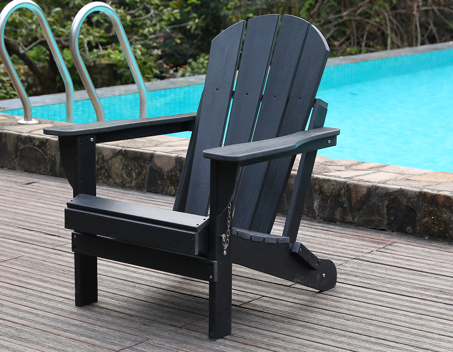 Zwarte All-Weather HDPE Adirondack Frog-stoel