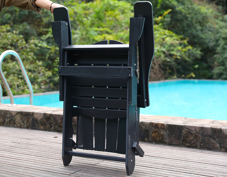 Zwarte All-Weather HDPE Adirondack Frog-stoel