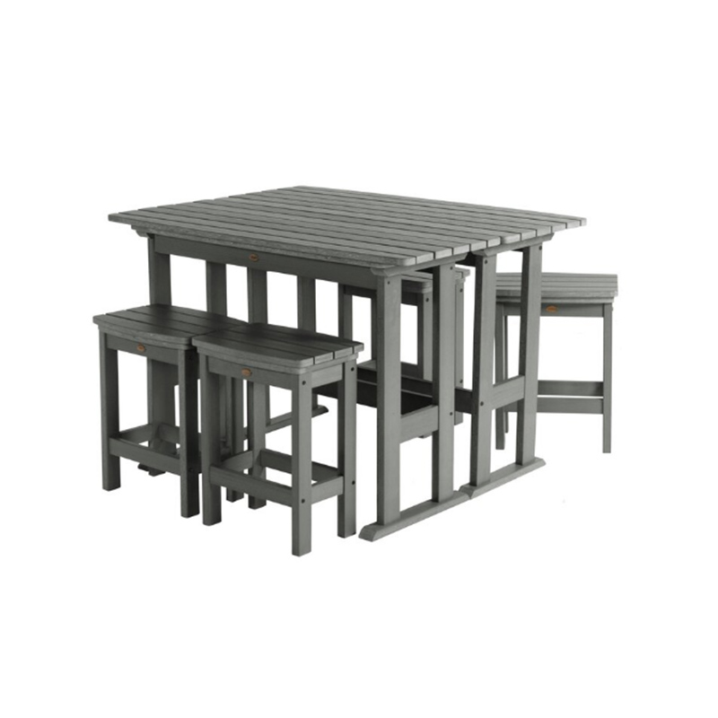 Moderne donkergrijze HDPE 6-delige eetset met hoge bar