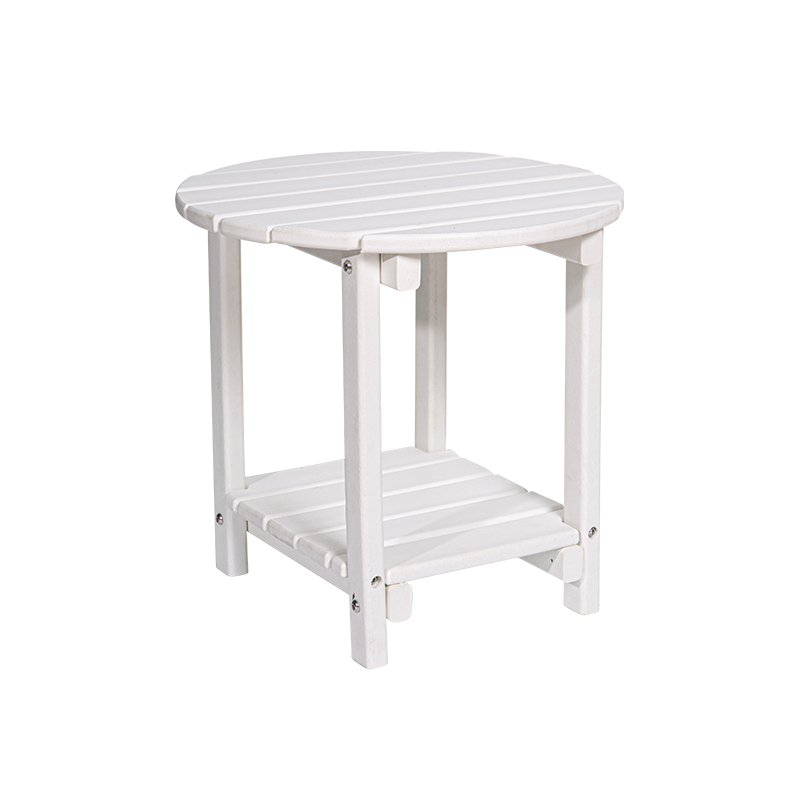 Witte ronde multifunctionele tafel met houtnerfeffect, HDPE-materiaal met vierkant opbergrek