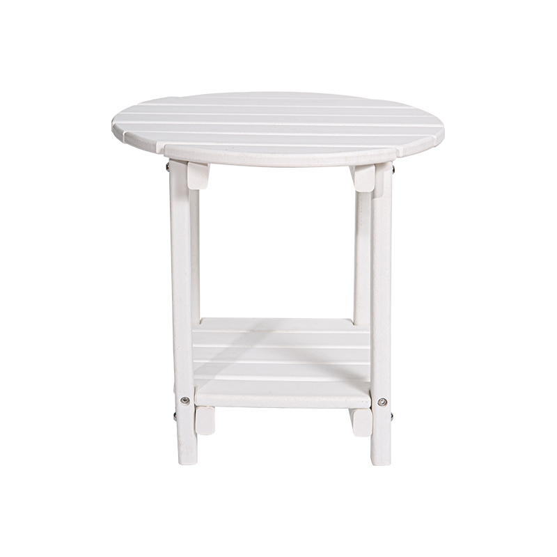 Witte ronde multifunctionele tafel met houtnerfeffect, HDPE-materiaal met vierkant opbergrek