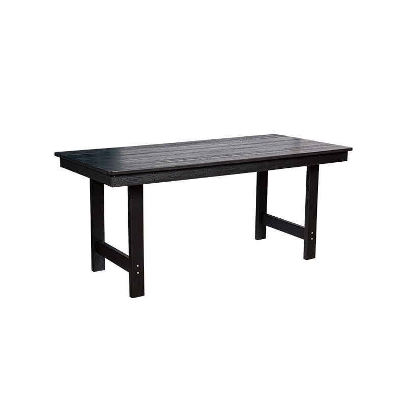 Elegante zwarte HDPE 7-delige eetset voor ruime buitenruimtes