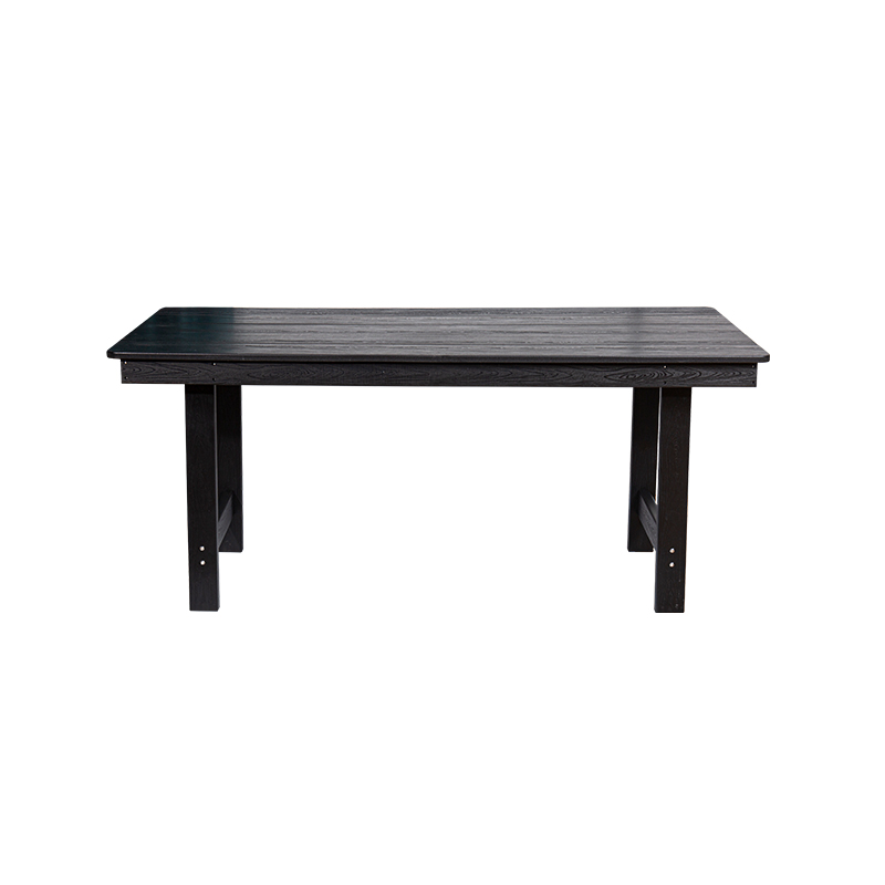 Elegante zwarte HDPE 7-delige eetset voor ruime buitenruimtes