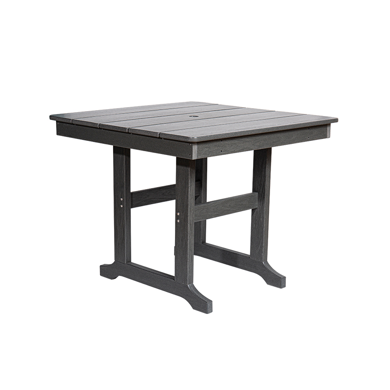 Grijze HDPE vierkante eettafel voor binnen en buiten